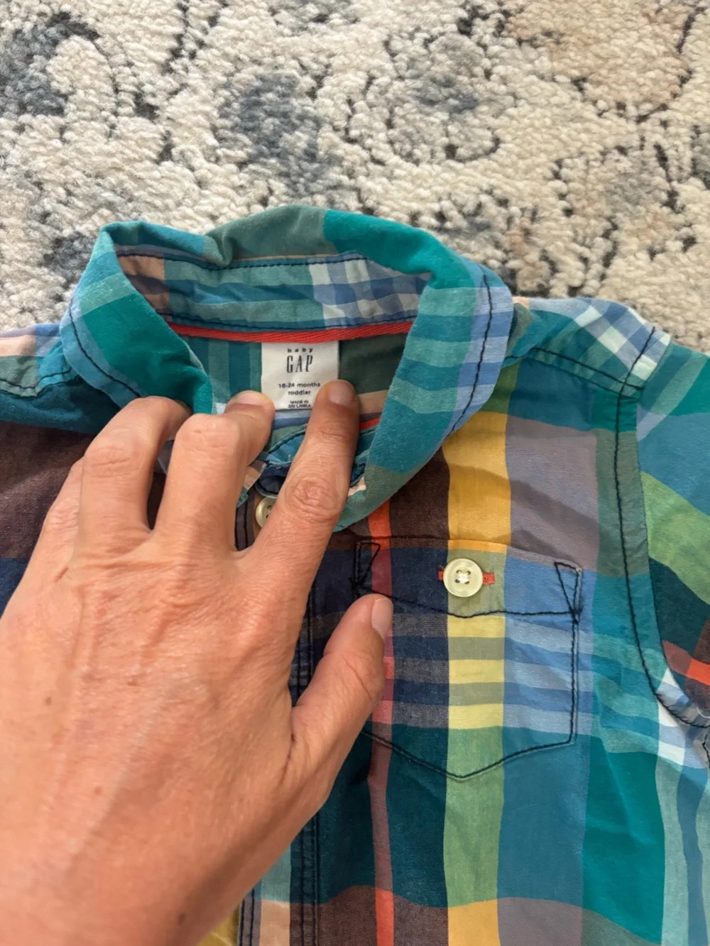 Baby GAP Plaid Collared Onesies in Green & Blue Tones
